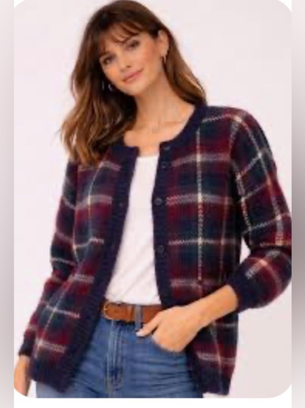 Vintage Paul Harris Design Plaid Knit Cardigan